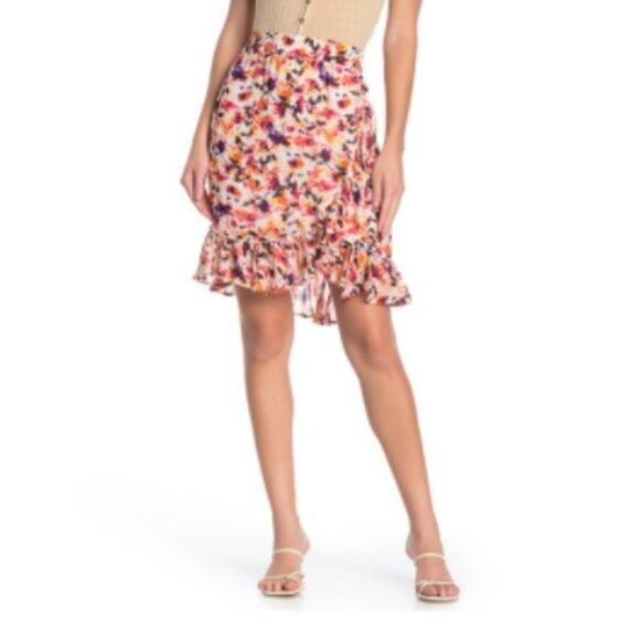 Catherine Malandrino Ruffle Hem floral print Pull-On Skirt size S - Picture 1 of 7